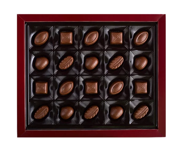 Top View Box Chocolate Candies Isolated White Background Stock Image