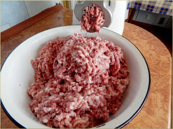 Viande Hachée Dans Bol — Photo