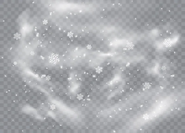 掉下去了 新年的圣诞大雪 不同形状和形状的雪花 矢量说明 — 图库矢量图片
