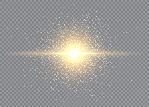 Lichteffect Explosie Glitter Vonk Zon Flash Gloed Vectorillustratie — Stockvector