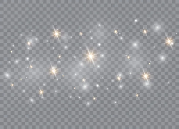 White sparks glitter special light effect. Vector sparkles on transparent background. Sparkling magic dust particles.