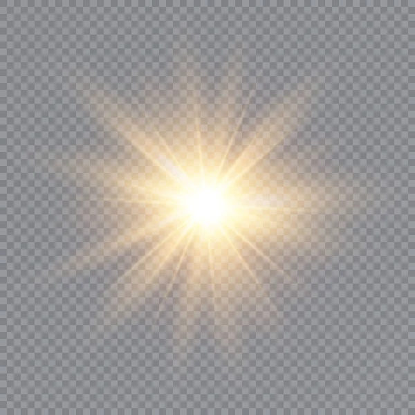 Efecto Luz Brillante Estrella Reventó Con Destellos Sol Ilustración Vectorial — Vector de stock