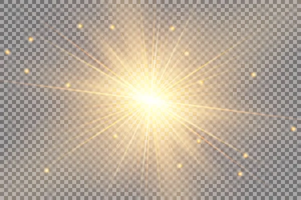 Glühlichteffekt Explosion Glitzern Funken Sonnenblitz Vektorillustration — Stockvektor