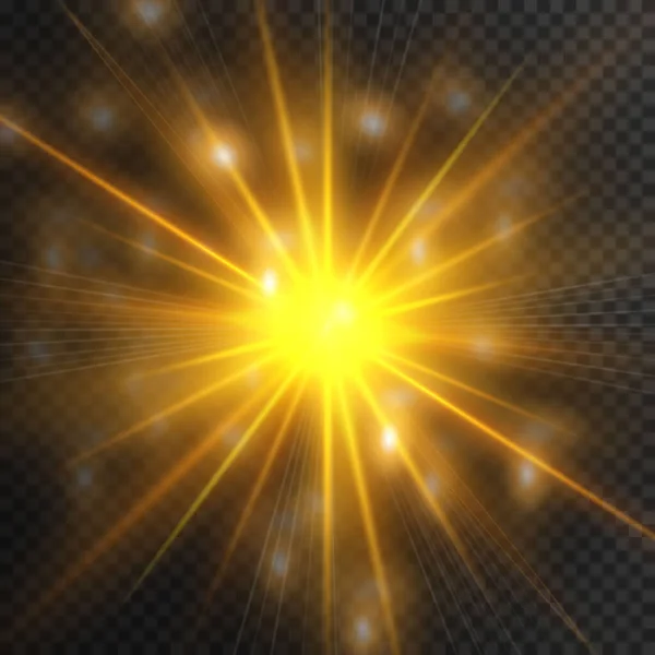 Efecto Luz Brillante Explosión Brillo Chispa Destello Solar Ilustración Vectorial — Vector de stock