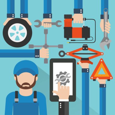  Araba Online hizmet repairer modern düz tasarımı ile