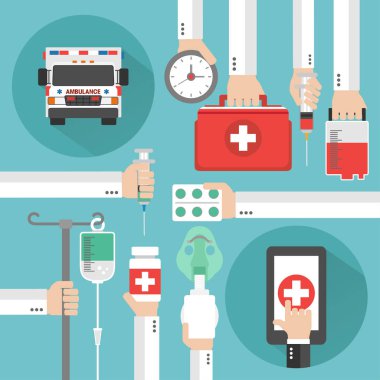 Ambulans ile düz tıbbi online tasarım