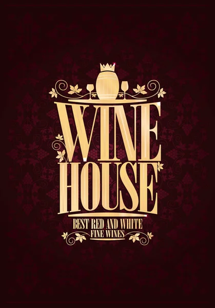 Vintage Wine House menü kart tasarımı — Stok Vektör
