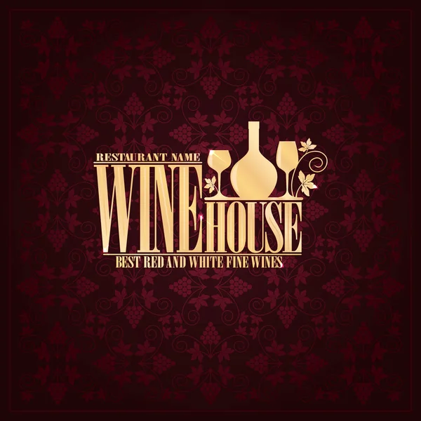 वाइन हाउस विंटेज बैंगनी डिजाइन कार्ड — स्टॉक वेक्टर