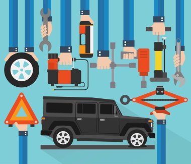 Tekerlek, araba servisi tasarım düz delik