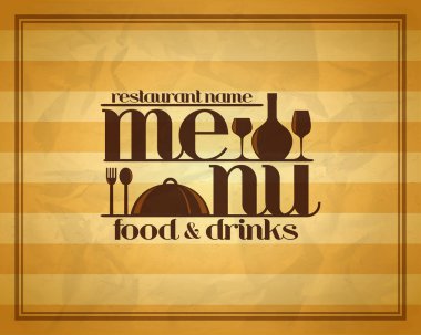  Food and drinks restaurant retro menu concept design style clipart