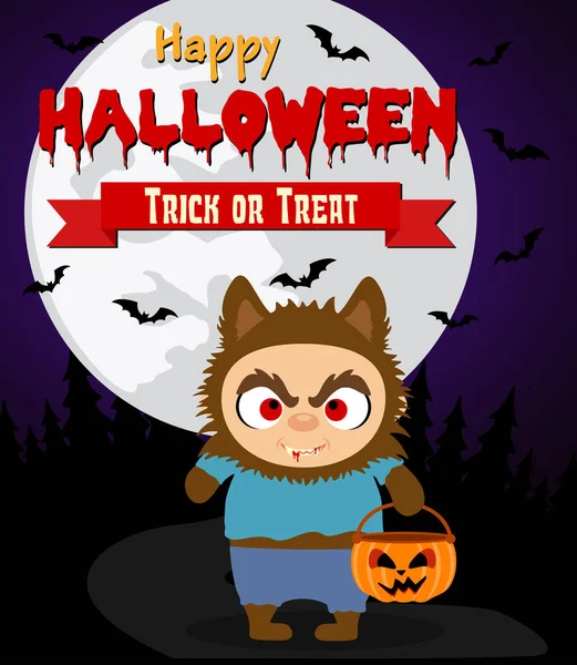 Cadılar Bayramı arka plan ile çocuk kurt adam