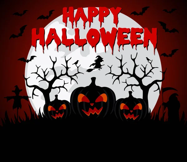 Feliz halloween fondo con calabaza — Vector de stock