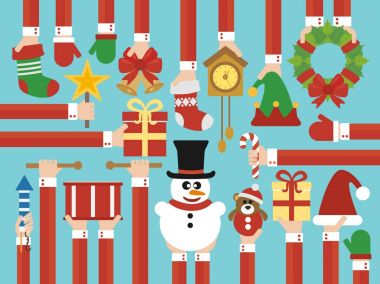 Mutlu yeni yıl konsept tasarımı kardan adam ile düz