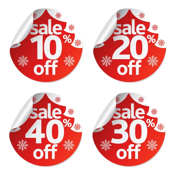 Christmas stickers sale set with fir tree — Stock Vector