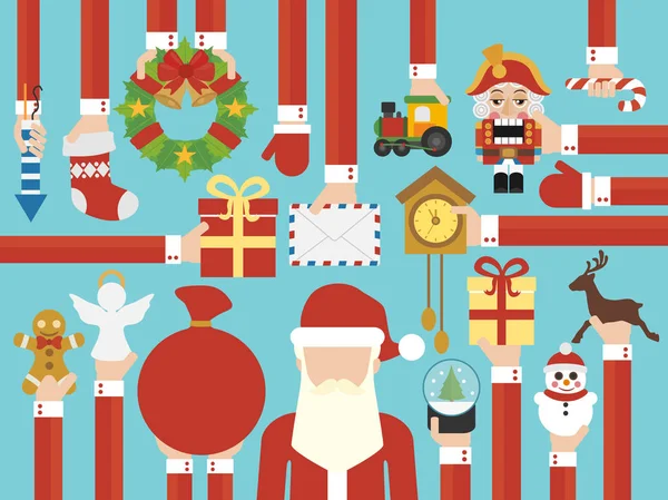 Happy New Year concept design plat avec le Père Noël — Image vectorielle