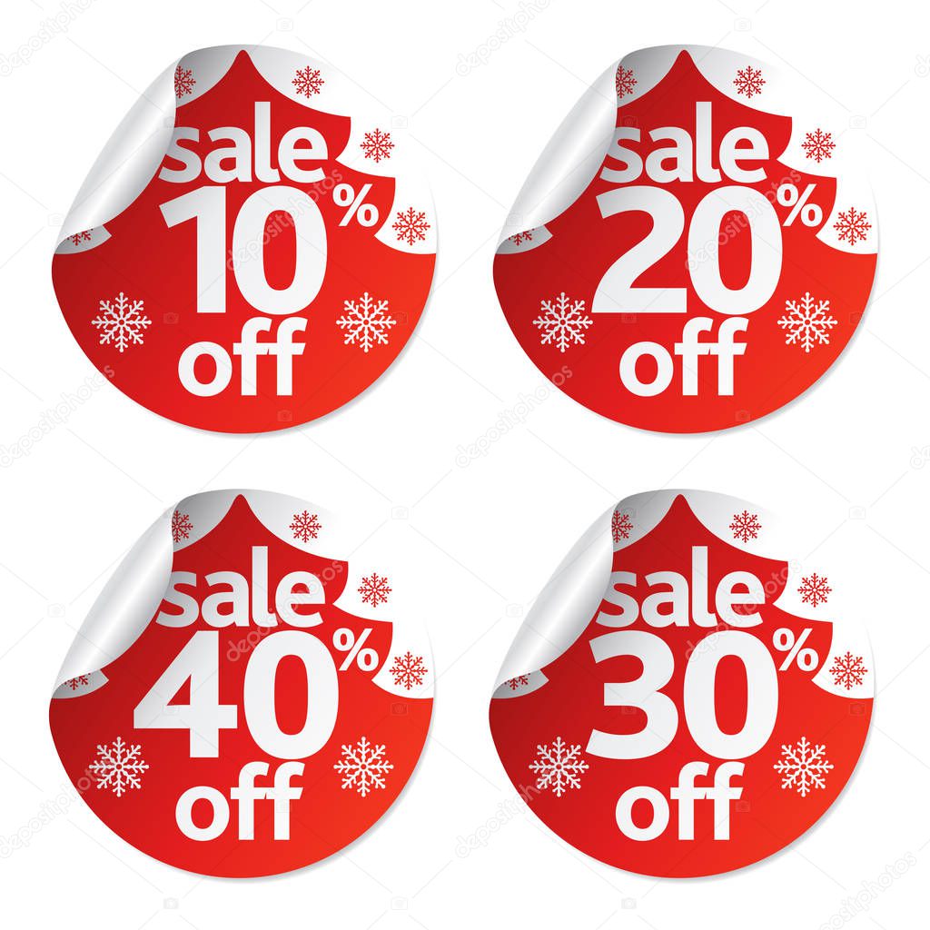 Christmas stickers sale set with fir tree