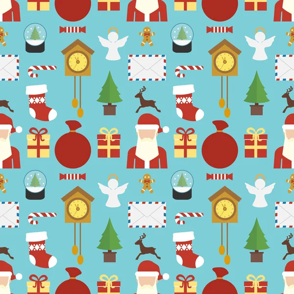 Joyeux Noël sans couture avec Santa Claus concept design plat — Image vectorielle