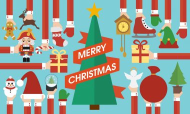 Neşeli Noel tasarım Noel ağacı ile düz