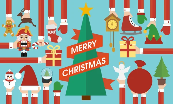 Neşeli Noel tasarım Noel ağacı ile düz