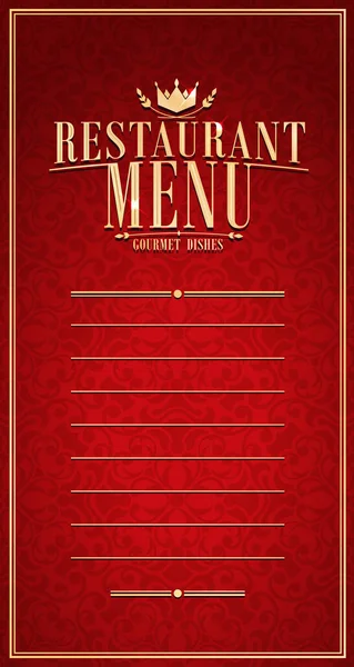 Baroque restaurant menu long red — Stock Vector
