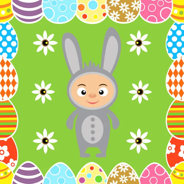 Pascua sin costuras con el niño en traje de conejo — Archivo Imágenes Vectoriales