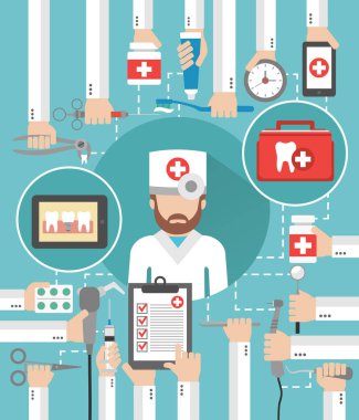 Diş düz tasarım dişçiyle ayarla 