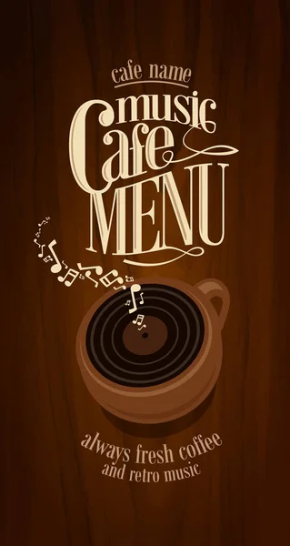 Menu de café de música retro longo — Vetor de Stock