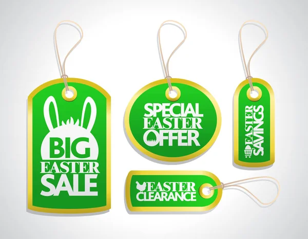 Easter Green Sale Tag Set — Stock Vector
