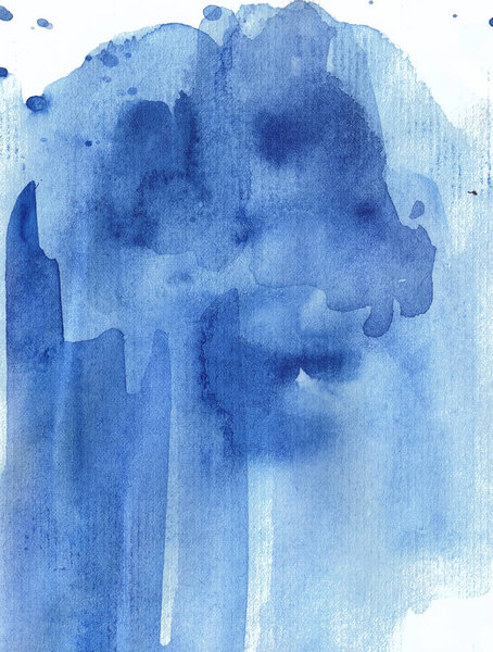 Watercolor hand painted background in  blue colors. For web, cards design. Classic blue, navy blue, indigo 