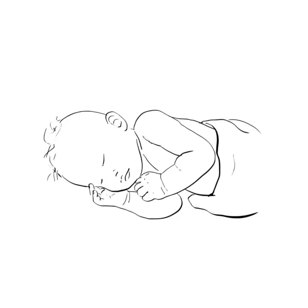 Sleeping baby. Hand drawing single line art of cute baby. — Stock Vector