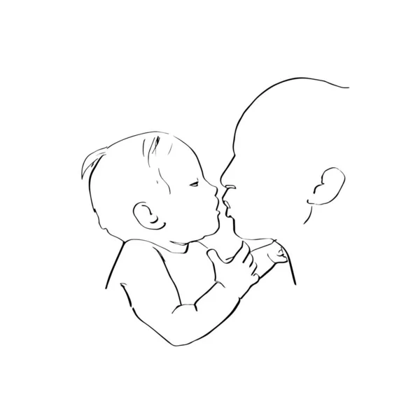 Mor kramar och kysser sitt barn. Baby och mamma — Stock vektor