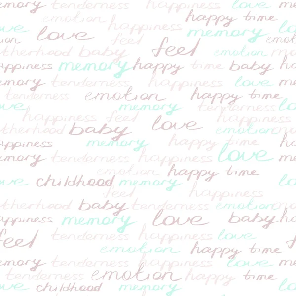 Cursive words seamless pattern about love baby. — 스톡 벡터