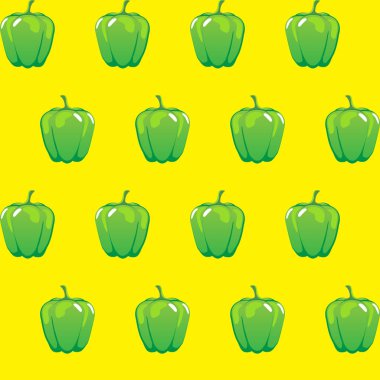 yeşil biber hisse senedi vektör desen duvar kağıdı, desen, web, blog, yüzey, dokular, grafik ve baskı için sarı zemin üzerine