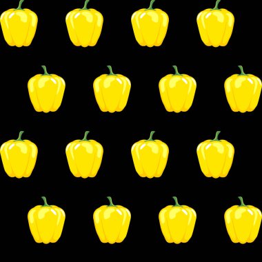 duvar kağıdı, desen, web, blog, yüzey, dokular, grafik ve baskı için siyah arka plan üzerinde sarı dolmalık biber hisse senedi vektör şekli