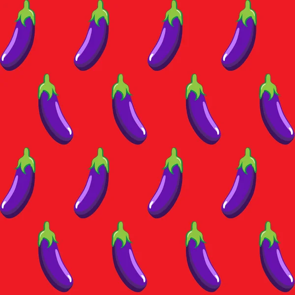 Modèle d'aubergine vectoriel de stock sur fond rouge papier peint, motif, web, blog, surface, textures, graphique & impression . — Image vectorielle