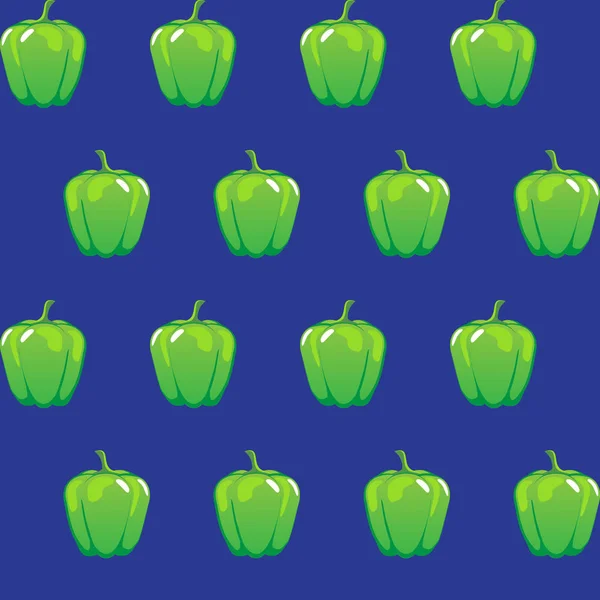 Grüne Paprika-Vektormuster auf blauem Hintergrund für Tapeten, Muster, Web, Blog, Oberfläche, Texturen, Grafik & Druck — Stockvektor