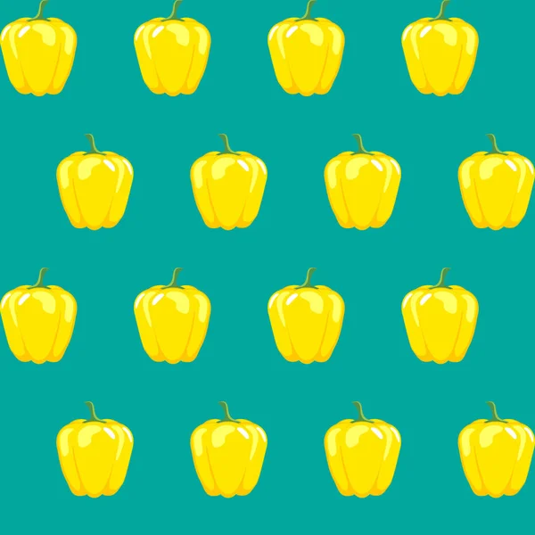 Gelbes Paprika-Vektormuster auf blaugrünem Hintergrund für Tapeten, Muster, Web, Blog, Oberfläche, Texturen, Grafik & Druck — Stockvektor