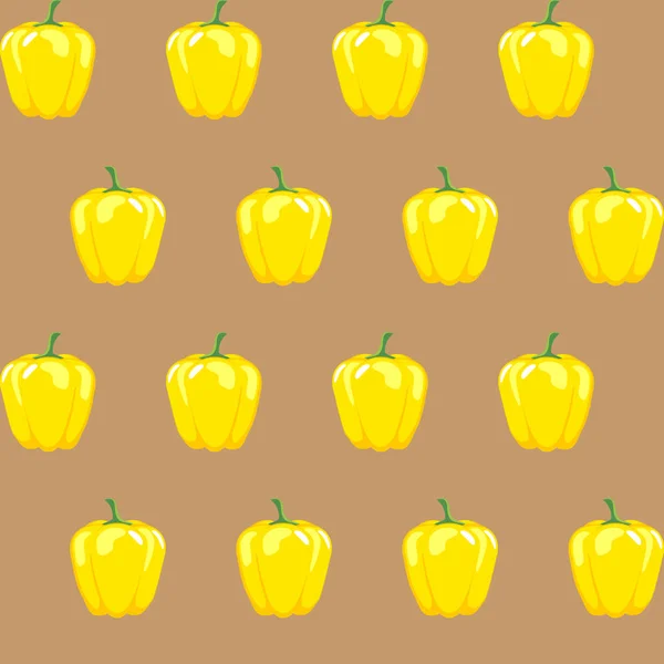 Gelbe Paprika-Vektormuster auf hellbraunem Hintergrund für Tapeten, Muster, Web, Blog, Oberfläche, Texturen, Grafik & Druck — Stockvektor