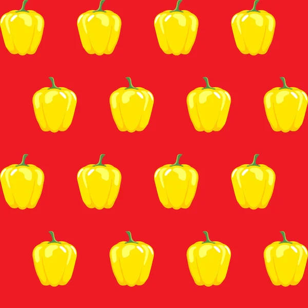 Gelbes Paprika-Vektormuster auf rotem Hintergrund für Tapeten, Muster, Web, Blog, Oberfläche, Texturen, Grafik & Druck — Stockvektor