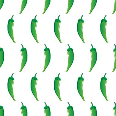 duvar kağıdı, desen, web, blog, yüzey, dokular, grafik ve baskı için beyaz zemin üzerine yeşil biber hisse senedi vektör seamless modeli