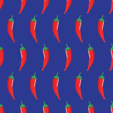 duvar kağıdı, desen, web, blog, yüzey, dokular, grafik ve baskı için mavi arka plan üzerinde kırmızı biber hisse senedi vektör seamless modeli