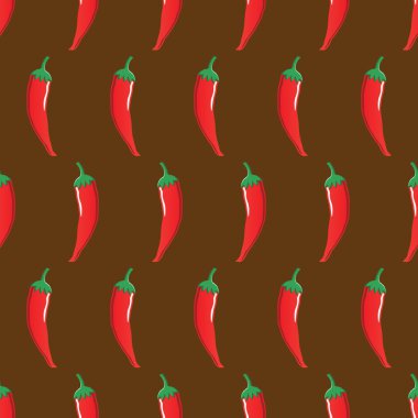 duvar kağıdı, desen, web, blog, yüzey, dokular, grafik ve baskı için kahverengi zemin üzerine kırmızı biber hisse senedi vektör seamless modeli