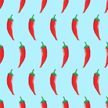kırmızı biber hisse senedi vektör seamless modeli üzerinde açık mavi renkli duvar kağıdı, desen, web, blog, yüzey, dokular, grafik ve baskı için