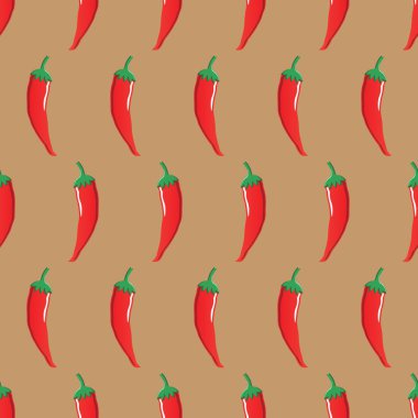  duvar kağıdı, desen, web, blog, yüzey, dokular, grafik ve baskı için hafif kahverengi zemin üzerine kırmızı biber hisse senedi vektör seamless modeli
