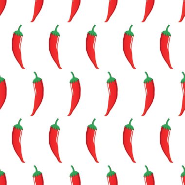 duvar kağıdı, desen, web, blog, yüzey, dokular, grafik ve baskı için beyaz zemin üzerine kırmızı biber hisse senedi vektör seamless modeli