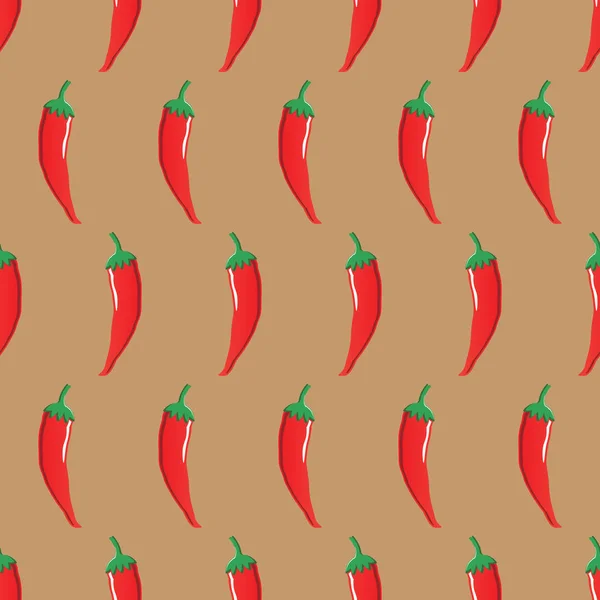 Röd chili Lager vektor sömlösa mönster på ljus brun bakgrund för tapet, mönstret, webb, blogg, yta, texturer, grafisk & utskrift — Stock vektor