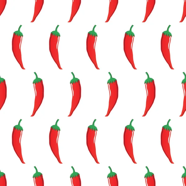 Červené chilli vektorové bezešvé vzor na bílém podkladu pro tapety, vzor, web, blog, plochu, textury, grafika & tisk — Stockový vektor