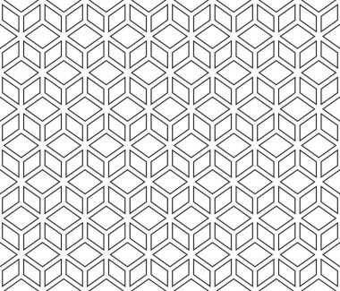 siyah çizgili kontur soyut geometrik Dikişsiz desen arka planlar küpler. Mevcut yüksek çözünürlüklü jpeg formatta çeşitli boyutları ve düzenlenebilir eps dosyası, kullanılabilir duvar kağıdı, desen, web, blog, yüzey, dokular, grafik ve baskı için
