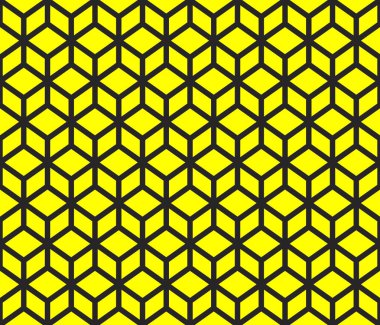 Sarı kontur soyut geometrik Dikişsiz desen gri arka planlar küpler. Mevcut yüksek çözünürlüklü jpeg formatta çeşitli boyutları ve düzenlenebilir eps dosyası, kullanılabilir duvar kağıdı, desen, web, blog, yüzey, dokular, grafik ve baskı için