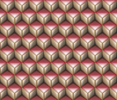 kahverengi ve kırmızı kontur soyut geometrik 3d küpleri sorunsuz arka plan desen. Mevcut yüksek çözünürlüklü jpeg formatta çeşitli boyutları ve düzenlenebilir eps dosyası, kullanılabilir duvar kağıdı, desen, web, blog, yüzey, dokular, grafik ve baskı için